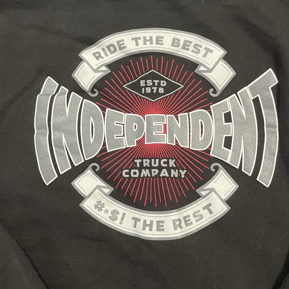 Independent Truck Co Hoodie Mens Large Black Logo Spellout Heavyweight Cotton - Picture 4 of 8